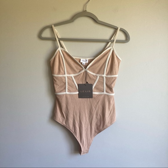 Le Lis Tops - NWT Le Lis Beige Tank Too Thong Bodysuit M